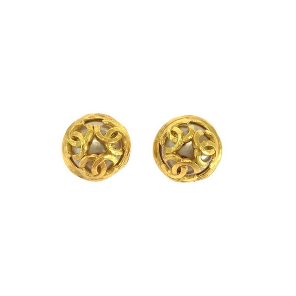CHANEL Vintage White Pearl Coco Mark Earrings - Picture 1 of 8